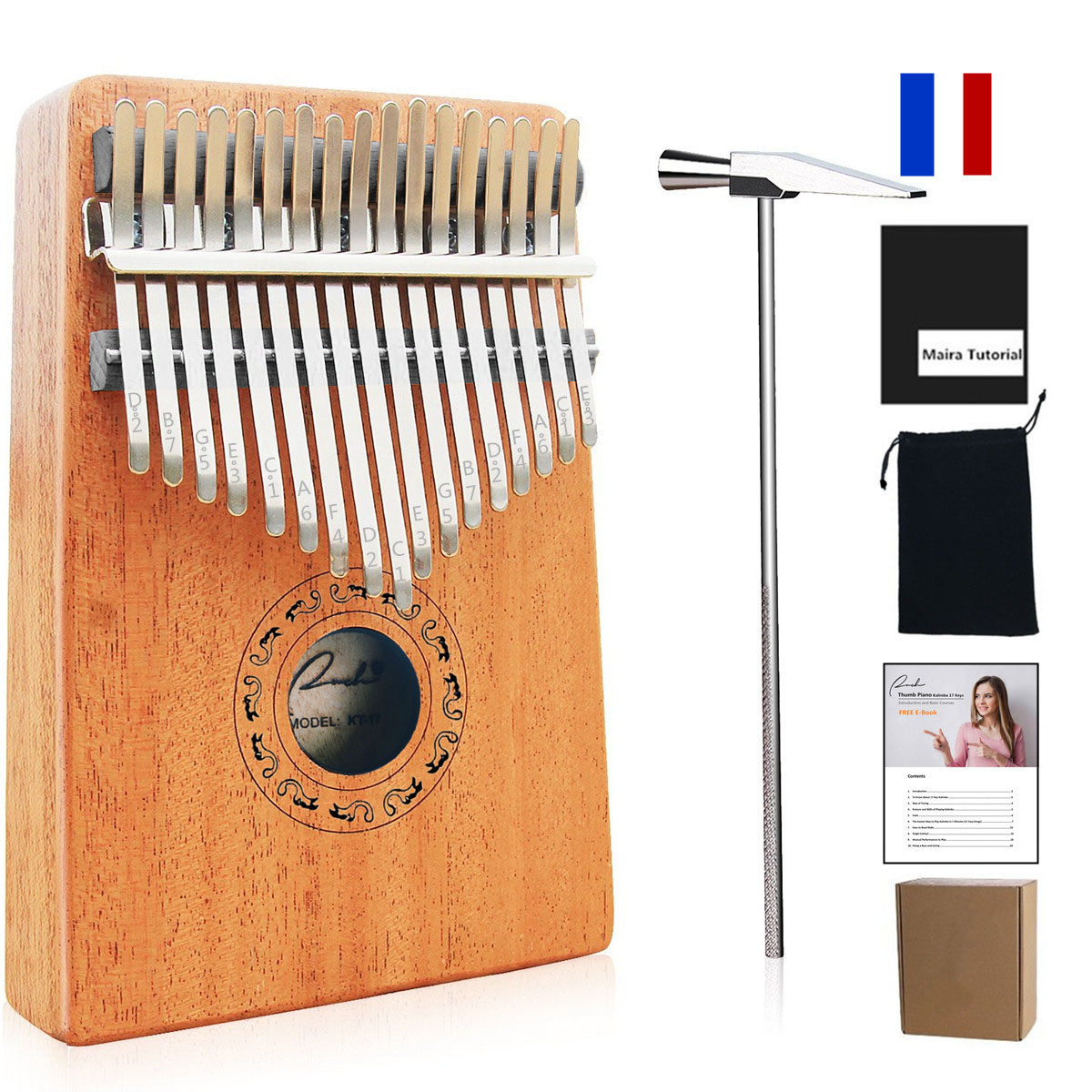 Ranch Kalimba 17key Thumb Piano with Bag Tune Hammer