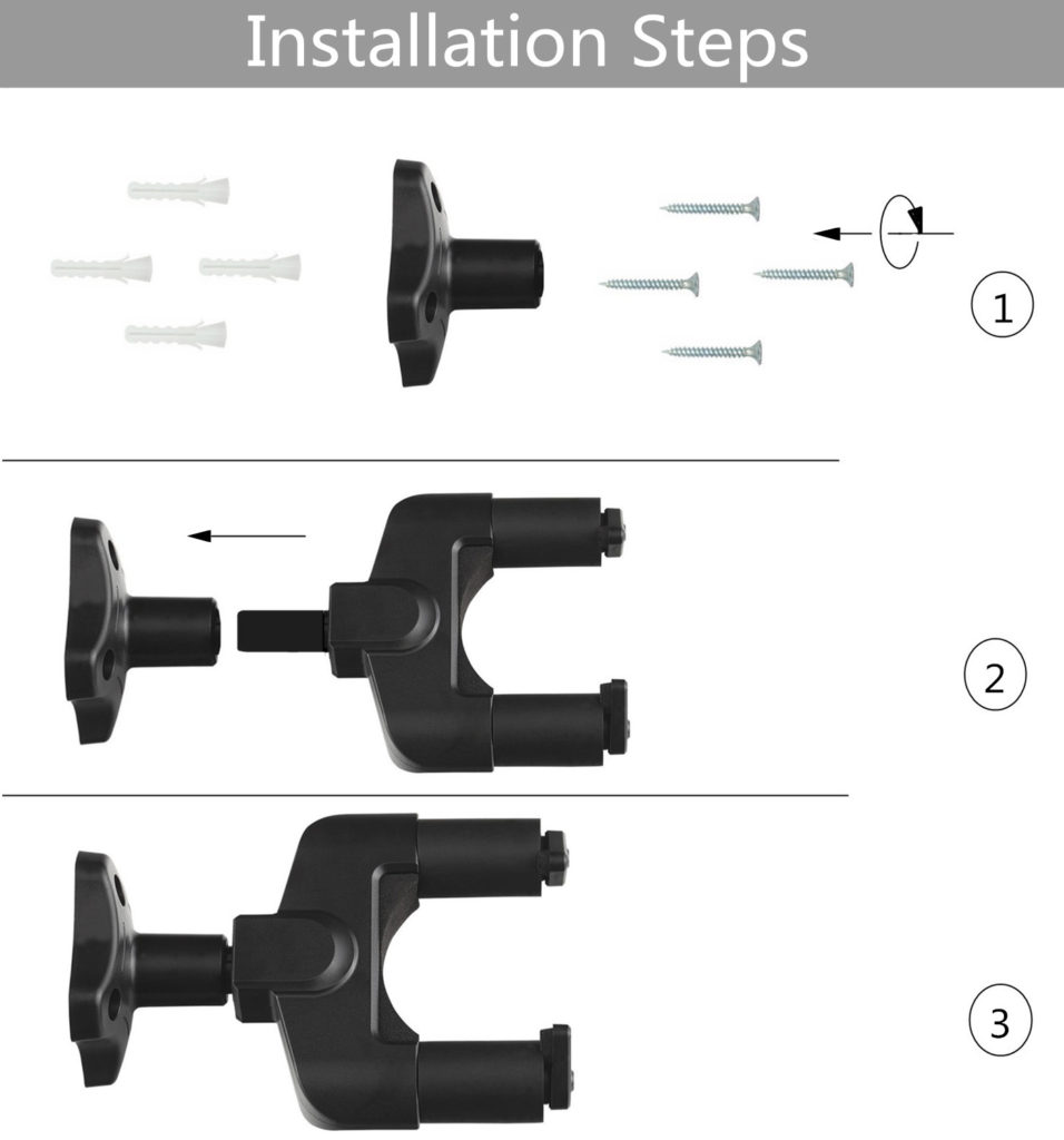 Ranch Ukulele Guitar Wall Mount - Electric Acoustic Guitars Hanger Stands Rack Hook Holder Black ukeleles