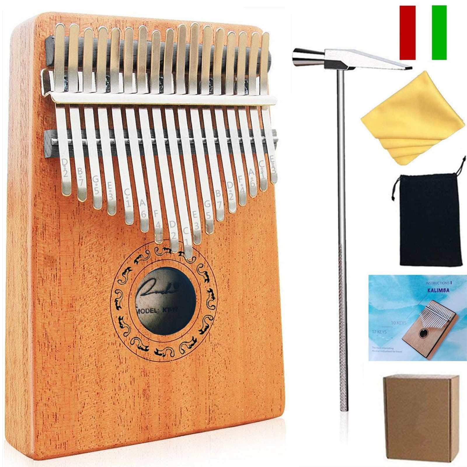 Details about   17-key Kalimba Portable Thumb Piano Mbira Mahogany Wood with Carry Bag O0C6 