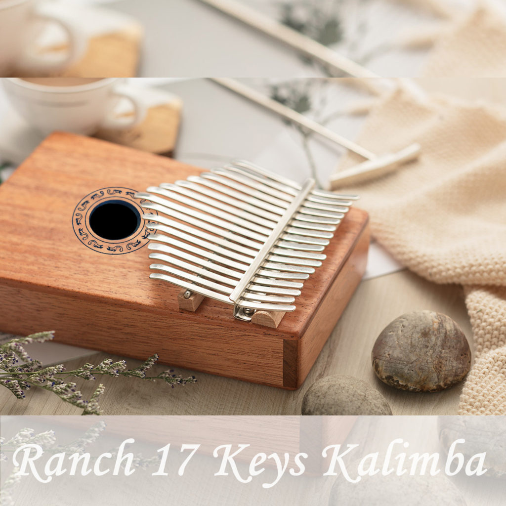Ranch Kalimba 17 keys Thumb Piano with 5 Free Lessons – Mbira 17 Key Finger Pianos Solid Wood Mahogany with Bag
