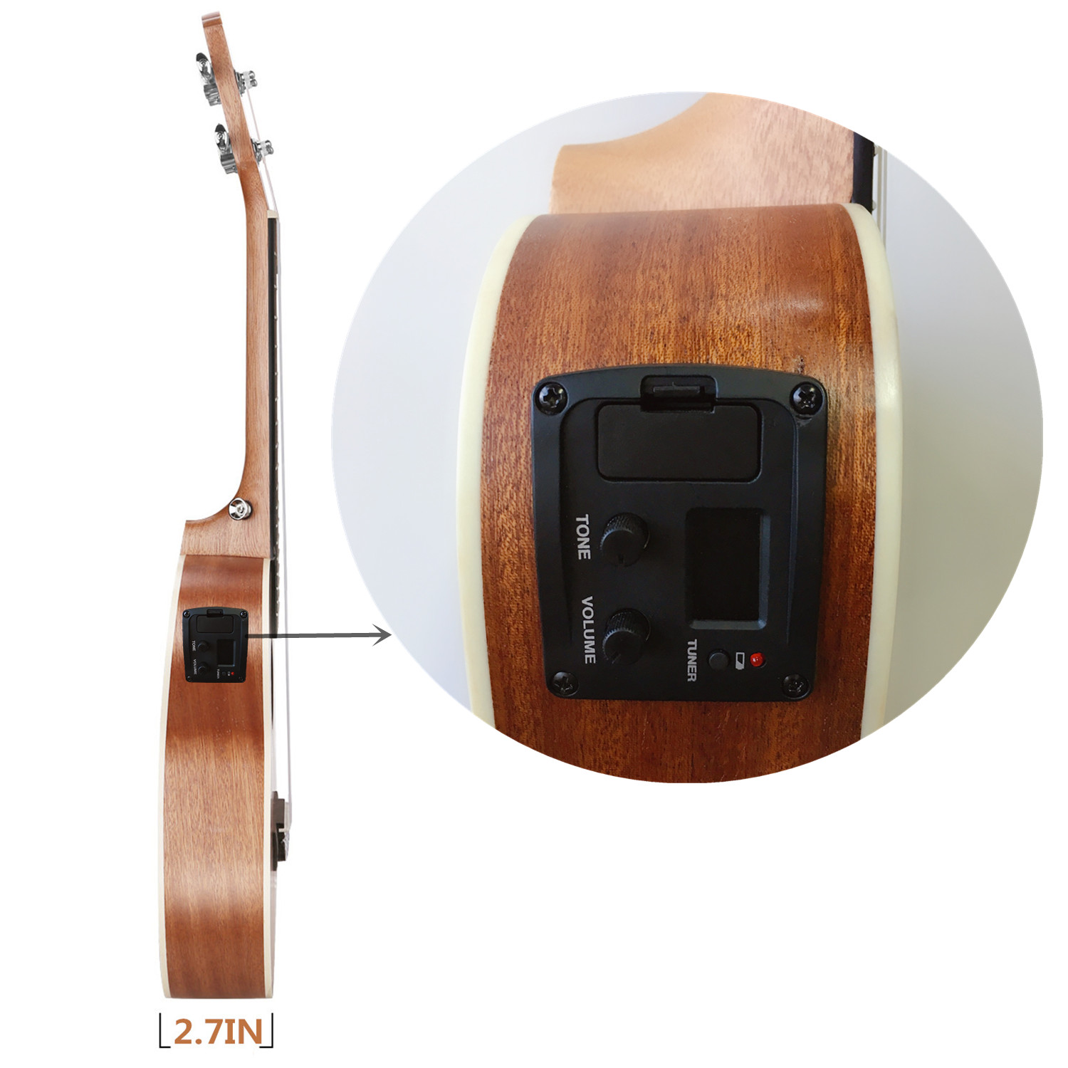 Electric Ukulele Concert Ranch EQ 23 inch Professional Wooden Ukelele Instrument With Free