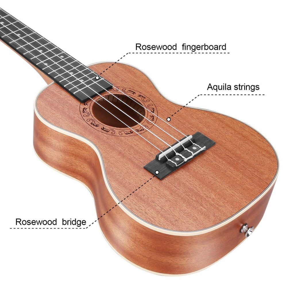 UKELE Concert Ukulele 23 Inch Ukelele Professional Wooden Beginner Instrument Small Hawaiian Guitar Bundle with Gig Bag for Starter