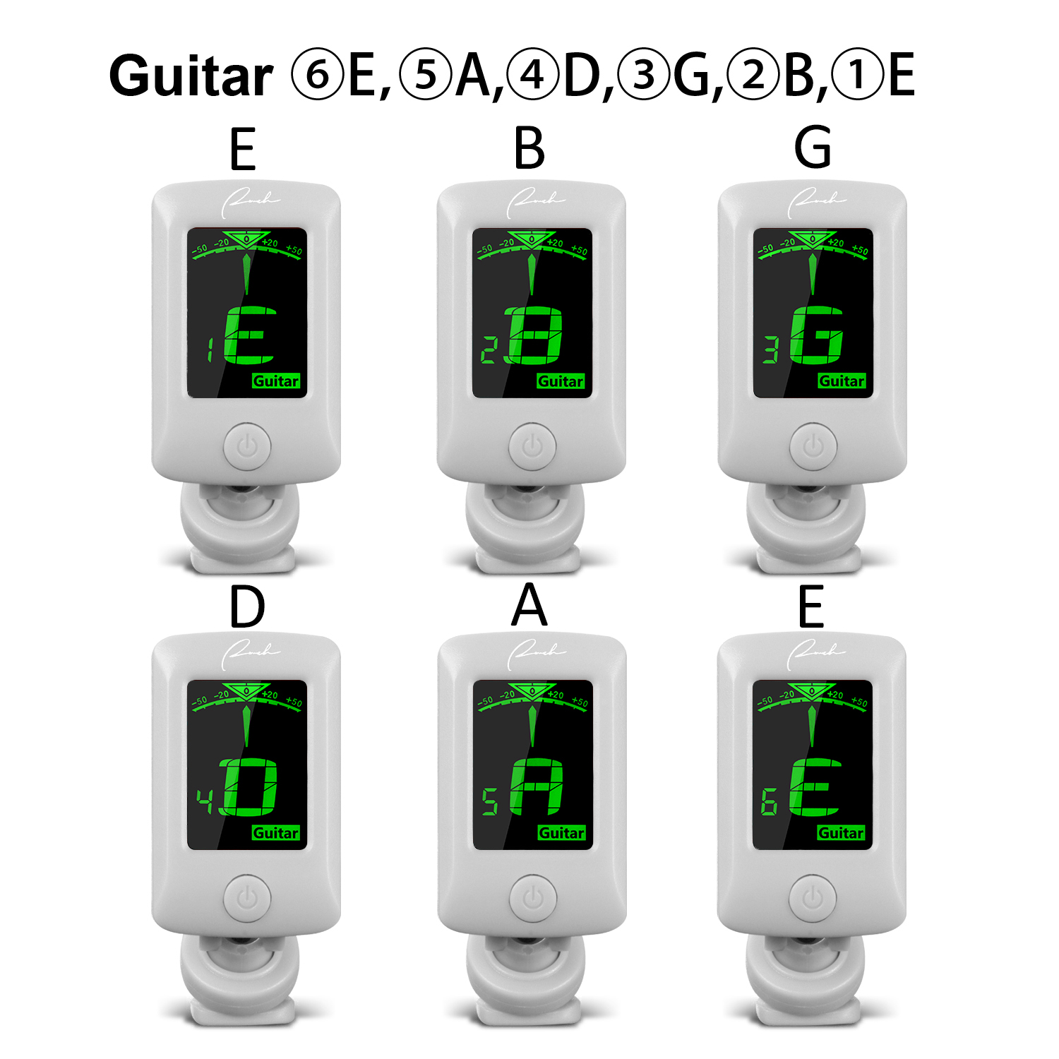 White Guitar Tuner ClipOn Tuner Specialized for Ukulele and Guitar