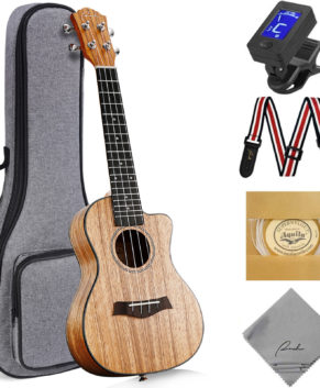 Cutaway Concert Ukulele Ranch 23 inch Professional Starter Instrument Kit - Walnut