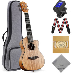 Cutaway Concert Ukulele Ranch 23 inch Professional Starter Instrument Kit - Walnut