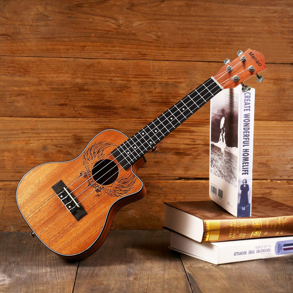 Cutaway Concert Ukulele 23 Inch Ukelele Beginners Kit Wings