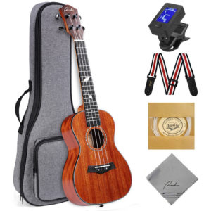 Ranch Concert Ukulele 23 inch Sapele Solid Top Ukelele Kit - Glossy