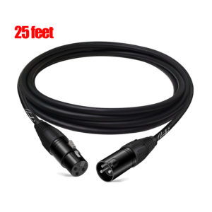 Ranch XLR Microphone Cable 25ft Male to Female Balanced 3 PIN XLR Cable - Black