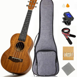 Audivara 23 inch concert ukulele bundle with gig bag, tuner, strap, and strings