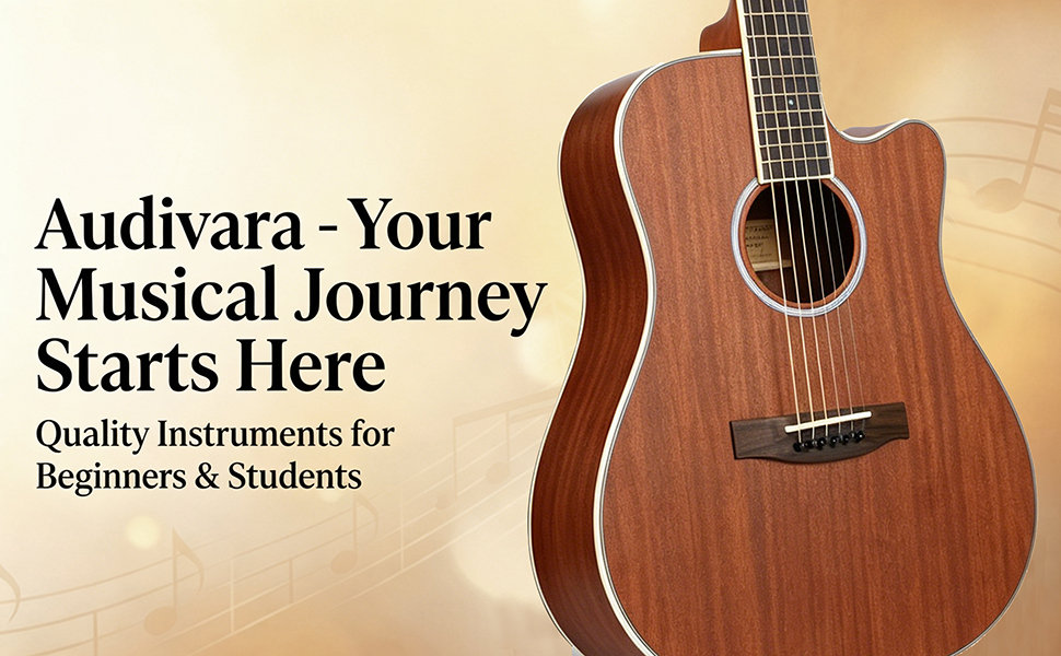 Audivara 41 inch cutaway acoustic guitar brand banner for beginners and students