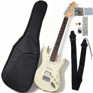 Ranch ST style electric guitar cream white, best electric guitar for beginners, solid body poplar guitar, electric guitar maple neck.