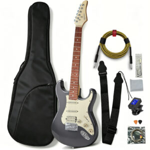 Audivara 39 inch grey ST style electric guitar kit with gig bag, strap, cable and tuner
