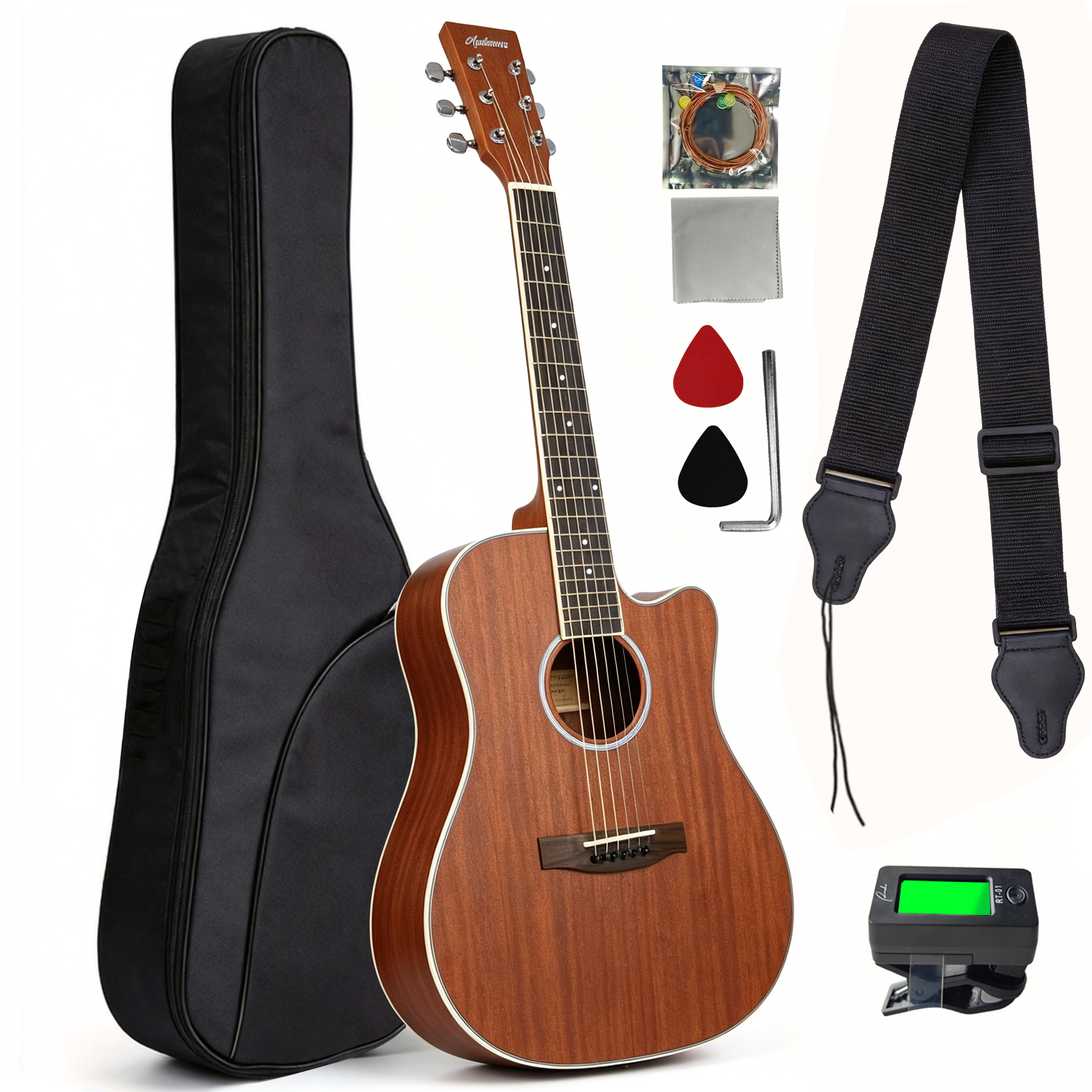 audivara-41-inch-acoustic-guitar-kit-beginner-bundle Audivara 41" acoustic guitar beginner kit with gig bag, tuner, strap, strings and picks