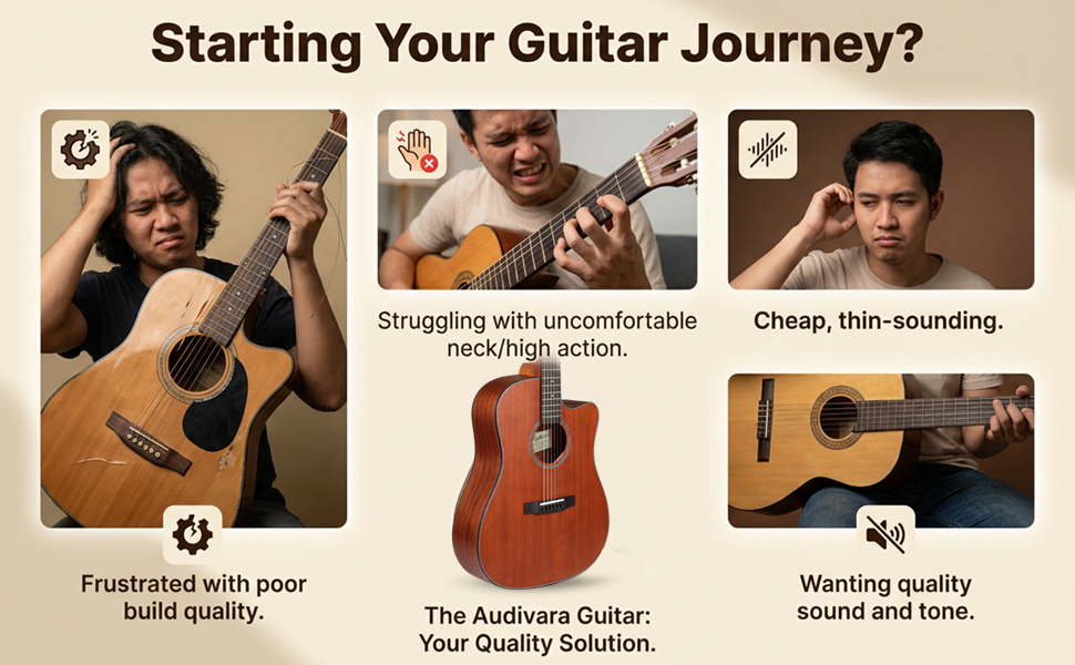 Audivara guitar as the premium quality solution for beginner playing problems