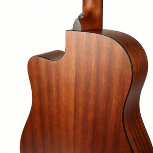 Rear view of Audivara acoustic guitar showing rich mahogany back and sides