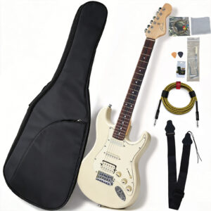 Ranch ST electric guitar kit with cream white finish, guitar bag, and strap